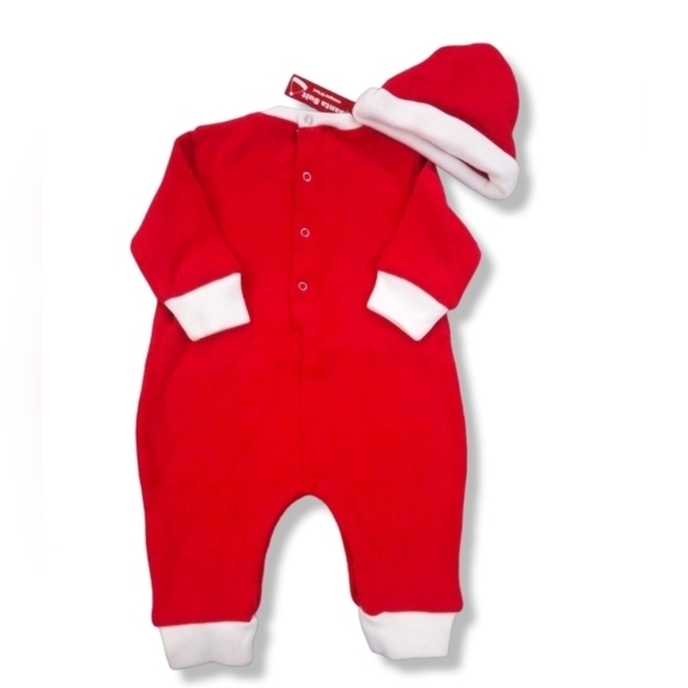 Mandal Bay Coverall Santa Suit & Hat Baby Size 6 Months Red Ribbed Knit One Pc - Picture 6 of 6